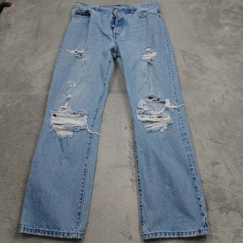 Levis Jeans Womens 29 Blue Denim Straight Premium Light Wash Casual Distressed